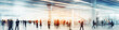 Blurred business people in windows interior. Strolling at an expo conference hall, demonstrating motion speed blur,
