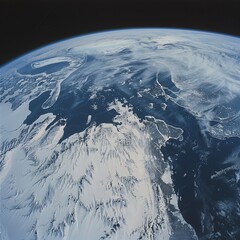 Wall Mural - Planet Earth, covered in ice glaciers and snow, floats gracefully in space