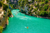 Fototapeta Do pokoju - Boats on water, Verdon Gorge in Provence France.