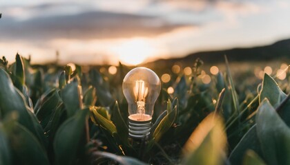 Poster - light bulb plant inside dark green nature