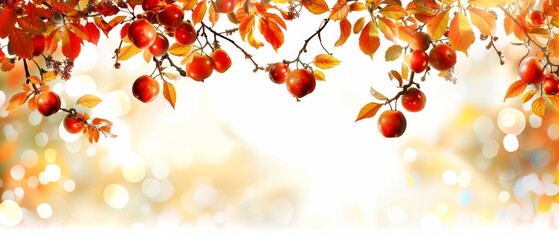 Wall Mural -   Close-up of a fruitful tree with blurred background