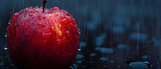 Sticker -   Red apple on wet table, two apples