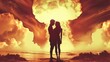 silhouette of a couple in love against the background of a nuclear explosion ::3 radioactive ::3 --no text, titles --ar 16:9 --quality 0.5 --stylize 0 Job ID: 0215a13c-b6a4-40d4-a28b-ed681401d9fb