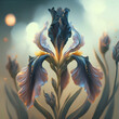 beautiful art pale blue iris flower against soft pale background. Digital artwork. close up. paint style. Ai genarated