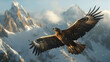 Frame a majestic eagle soaring high above snow-capped peaks