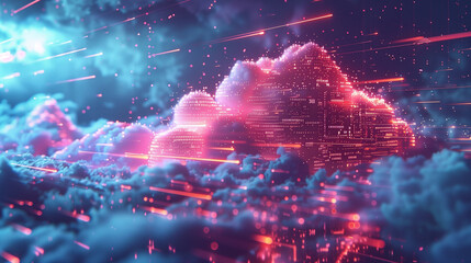 Wall Mural - wallpaper concept cloud technologies, cloud computing, database, data analytics