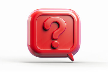 Fototapete - 3d question mark symbol in square red bubble speech isolated on white background.