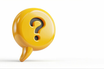Fototapete - 3d rendered graphic question mark symbol in circle yellow bubble speech