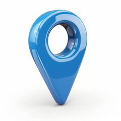  - Blue map pin, 3d glossy icon isolated on white background.