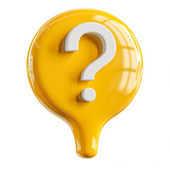 Poster - Circle glossy yellow bubble with white question, 3d mark symbol isolated on white background