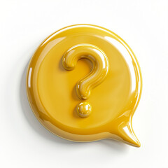 Fototapete - Graphic yellow question mark in yellow speech bubble 3d design