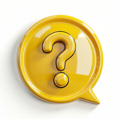 Fototapete - Graphic yellow question mark 3d symbol isolated on white background