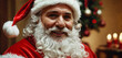 happy Santa claus elderly old man caucasian, white long beard, r