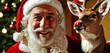 happy Santa claus elderly old man caucasian, white long beard, r
