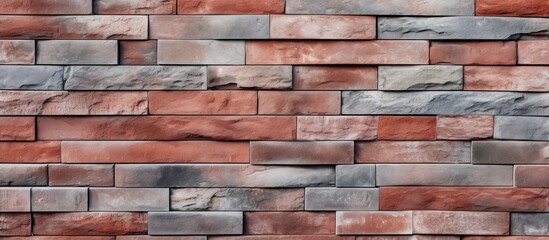 Poster - Detailed view showcasing a brick wall with a striking combination of red and gray hues, creating a visually appealing texture
