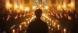Choir singing Christmas carols in candlelit church capturing unity and reverence of holiday season. Concept Christmas Choir, Candlelit Church, Unity, Reverence, Holiday Season