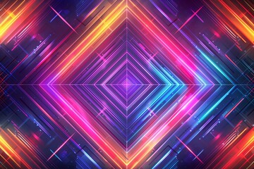 Dynamic digital wallpaper with bright neon lines and futuristic geometric shapes