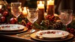 Elegant Winter Holiday Dinner Table Setting Ai generated
