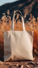 Wall Mural - cotton tote bag mock up shopping bag, ai