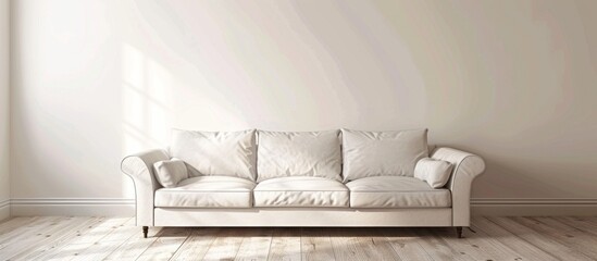 Canvas Print - A white couch in a room with a wall