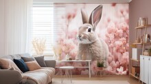 Easter-themed Window Curtains With Bunny Prints
