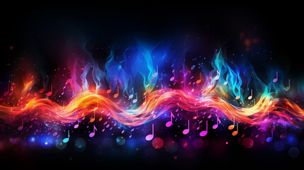 Wall Mural - Colorful Abstract Musical Notes Background Illustration