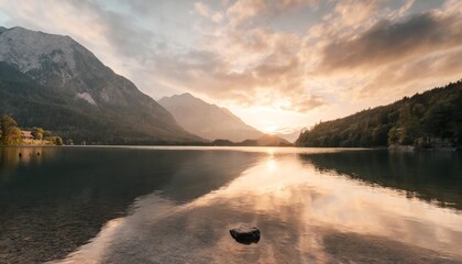 Sticker - natures beauty reflected in mountain waters generated by ai