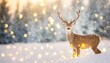 a majestic christmas festive deer sparkles with lights and snowflakes in a winter wonderland banner background xmas card copy space for text