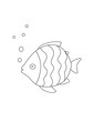 Sea Fish Coloring Page for Print. Underwater animals and Ocean Life Creatures.