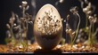 Time-lapse of a seed sprouting and growing into a flowering plant inside an Easter eggshell