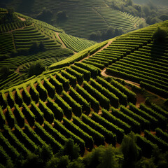 Sticker - Rows of neatly planted vineyards.