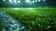 © Jennifer - football stadium with lights - grass close up in sports arena - background - generative ai