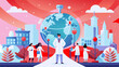 © Takshkumar - Global Healthcare: A Vector Illustration of a Doctor Conducting a Checkup on Earth
