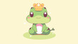 Cute cartoon frog prince cartoon character vector 2