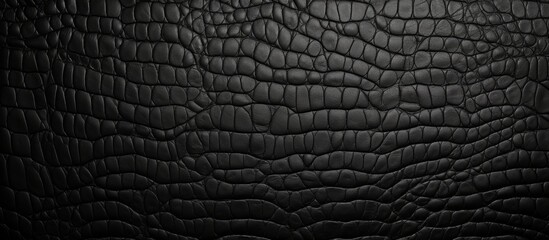 Poster - Textured black leather material featuring a pattern up close, showcasing its intricate details and quality finish