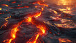 Lava flows carving new paths across the landscape