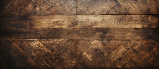 Poster - Detailed view of a wooden floor featuring an intricate herringbone pattern, showcasing the beauty of the natural wood grains and textures