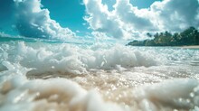 Tropical Sandy Beach Kissed By Gentle Waves. Ai Generated