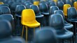 Stand out with a yellow chair in the business crowd. Ai Generated.