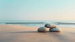 Minimalist, abstract background, Two rocks sitting on top of a sandy beach, creating a minimalist and serene scene,  harmony
