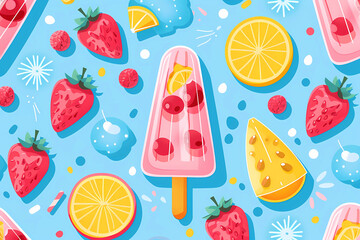 Wall Mural - colorful cartoon food pattern