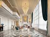 Fototapeta Do przedpokoju - 3d render of luxury home interior, living room