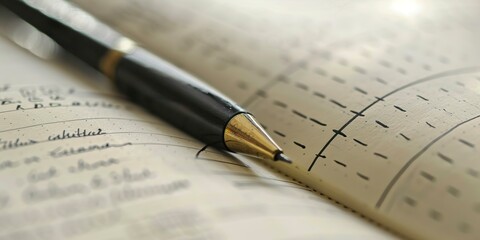 Poster - Time blocking schedule in a notebook, segmented activities, close-up, detailed plan