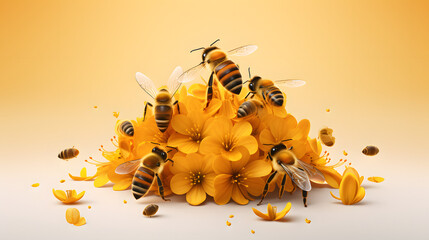 Wall Mural - Bees spring icon 3d