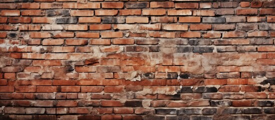 Poster - A detailed view of a weathered brick wall showing multiple cracks and signs of wear and tear