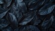 Dark botanical wallpaper with close-up view of vibrant blue leaves, showcasing detailed textures and patterns of nature. Botanical aesthetics and nature background.