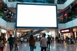 © BOONJUNG - A large white billboard is in a shopping mall with people walking by, Generative AI