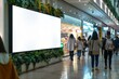 © BOONJUNG - A large white billboard is in a shopping mall with people walking by, Generative AI