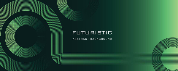 Modern shiny green circle geometric lines background, Abstract lines background, Futuristic technology concept for cover, poster, banner, brochure, header, website
