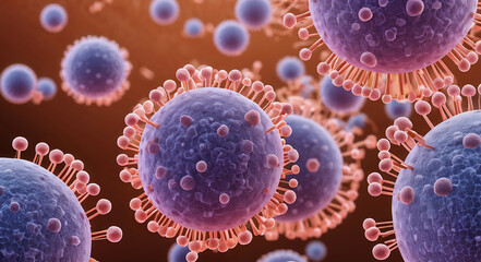 Molecules of candida auris virus,macro.Neon.